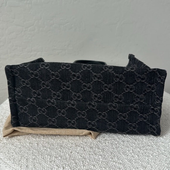 GUCCI Monogram Mini Tote Denim Ophidia Top Handle Crossbody Black - Picture 8 of 16